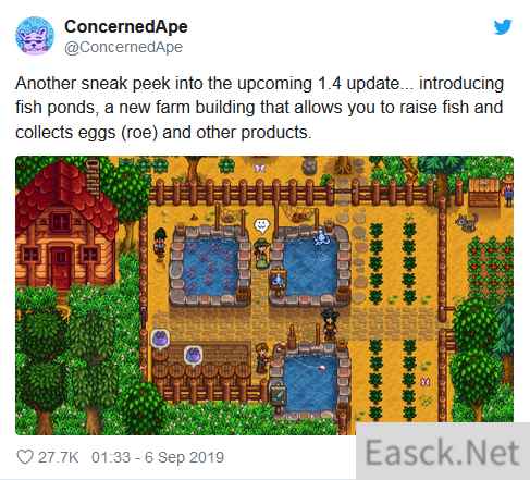 《星露谷物语》1.4更新将加入新设施：可在鱼塘养鱼