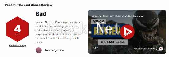 《毒液3》IGN打4分差评！一部倍感无聊的超级英雄电影