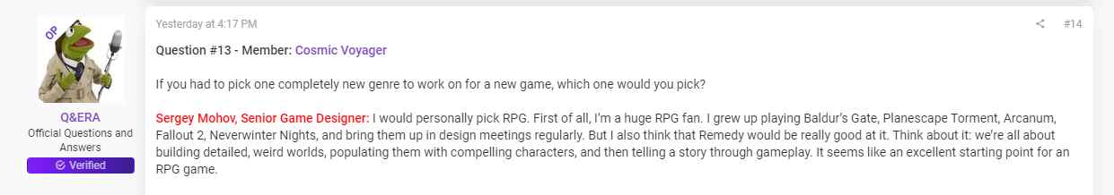 Remedy高层很想做RPG游戏!引擎升级支持非线性开发