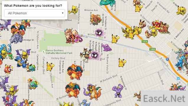 《口袋妖怪GO》玩家自制地图APP显示精灵分布