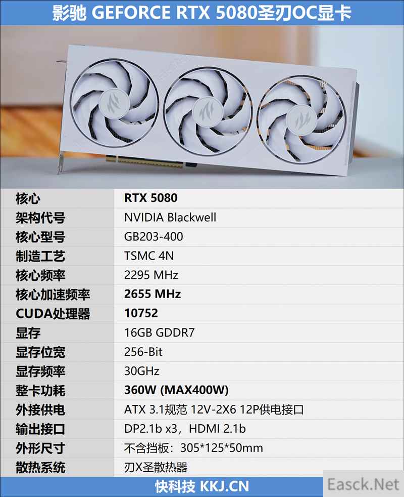 影驰GeForce RTX 5080圣刃OC显卡评测：小尺寸高性能 高端玩家完美之选