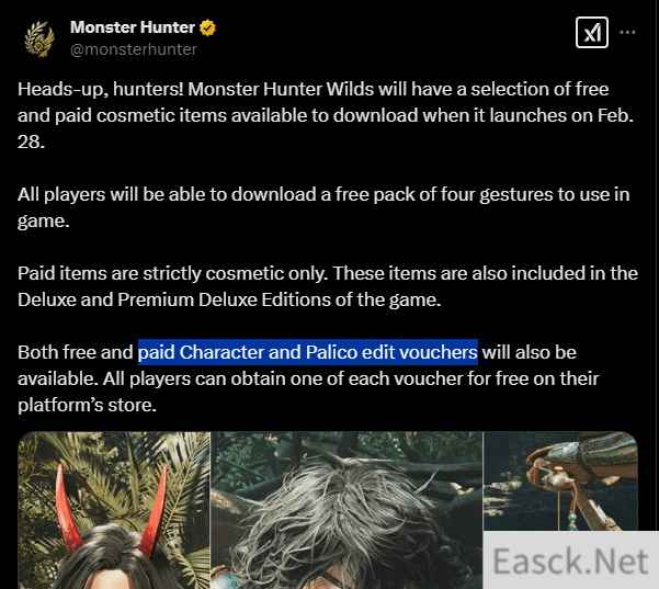 《怪猎》玩家呼吁改革:弃用捏脸券,尊重祖宗创新法则