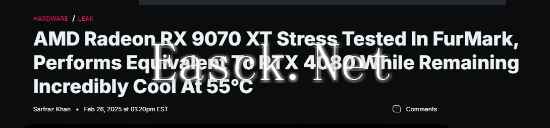 AMD RX9070XT压力测试表现亮眼!性能媲美RTX4080
