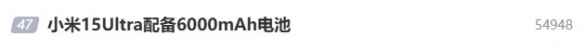 小米15 Ultra今晚发布！将配备6000mAh超大容量电池