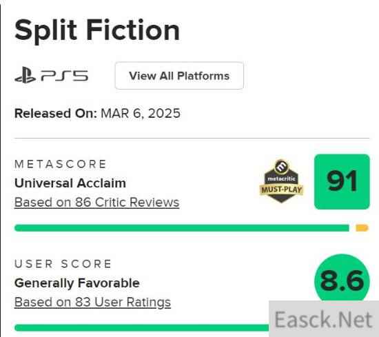 《双影奇境》媒体评分汇总：PS5版获91分高评价