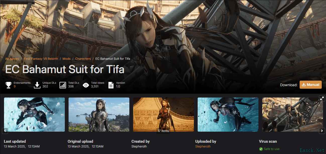 《FF7重生》蒂法胶衣质感紧身服MOD:致命诱惑实装秀