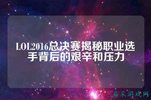 LOL2016总决赛揭秘职业选手背后的艰辛和压力