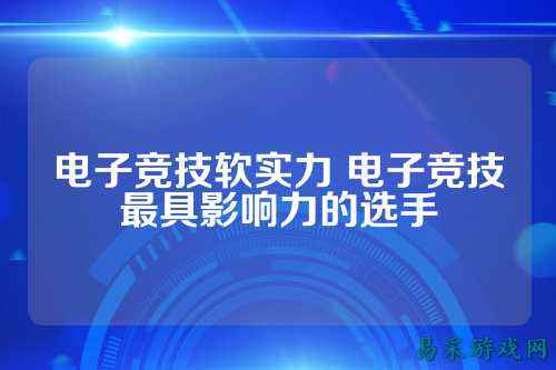电子竞技软实力 电子竞技最具影响力的选手
