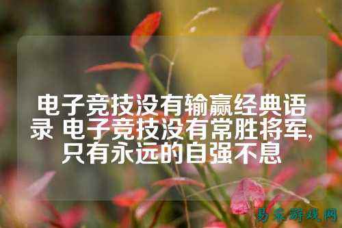 电子竞技没有输赢经典语录 电子竞技没有常胜将军,只有永远的自强不息