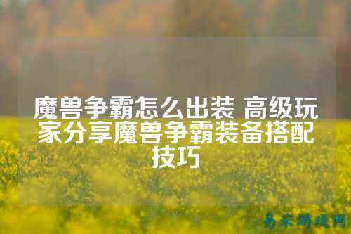魔兽争霸怎么出装 高级玩家分享魔兽争霸装备搭配技巧