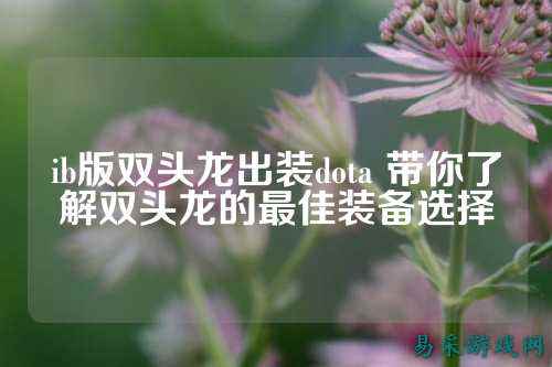 ib版双头龙出装dota 带你了解双头龙的最佳装备选择
