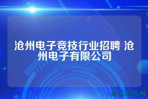 沧州电子竞技行业招聘 沧州电子有限公司