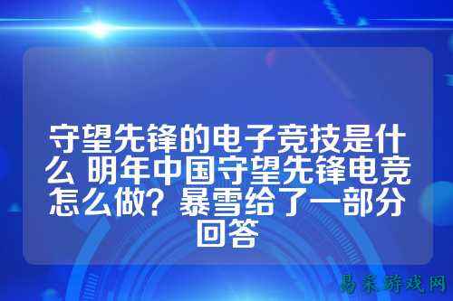 守望先锋的电子竞技是什么 明年中国守望先锋电竞怎么做？暴雪给了一部分回答