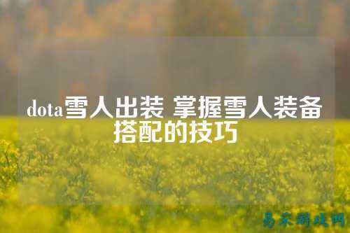 dota雪人出装 掌握雪人装备搭配的技巧