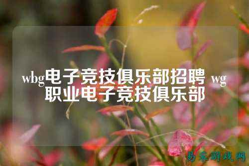 wbg电子竞技俱乐部招聘 wg职业电子竞技俱乐部