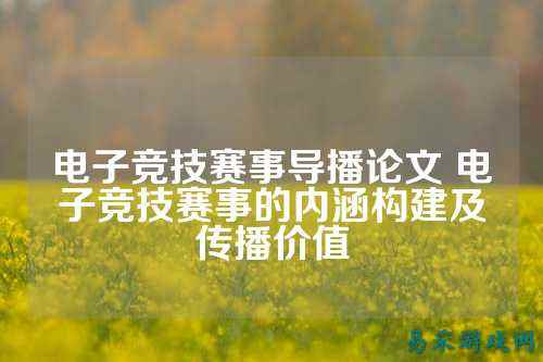 电子竞技赛事导播论文 电子竞技赛事的内涵构建及传播价值