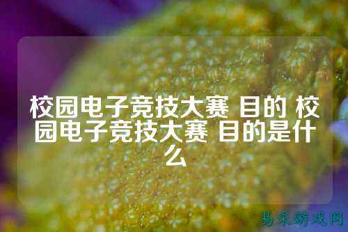 校园电子竞技大赛 目的 校园电子竞技大赛 目的是什么