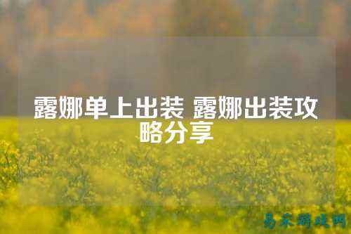 露娜单上出装 露娜出装攻略分享