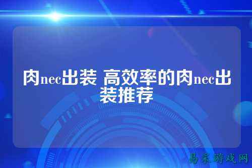 肉nec出装 高效率的肉nec出装推荐