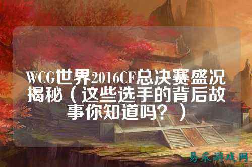 WCG世界2016CF总决赛盛况揭秘(这些选手的背后故事你知道吗?)