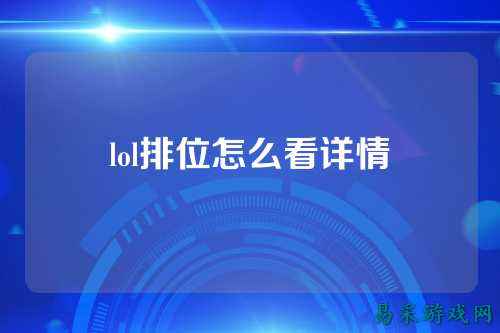 lol排位怎么看详情