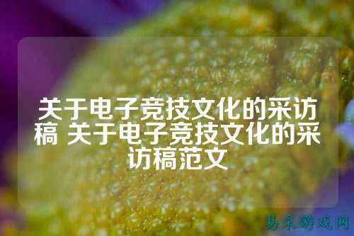 关于电子竞技文化的采访稿 关于电子竞技文化的采访稿范文