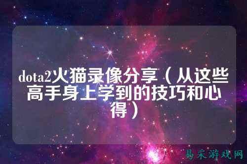 dota2火猫录像分享（从这些高手身上学到的技巧和心得）