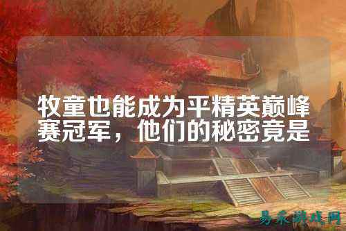 牧童也能成为平精英巅峰赛冠军，他们的秘密竟是