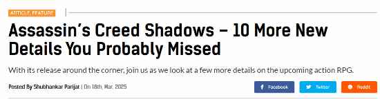 《刺客信条影》十大细节盘点！潜行战斗探索全升级