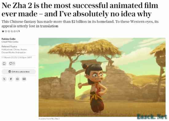 《哪吒2》英语区首篇差评出炉：花哨又幼稚 难以理解