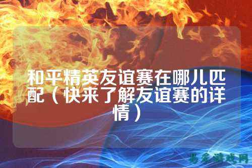 和平精英友谊赛在哪儿匹配(快来了解友谊赛的详情)