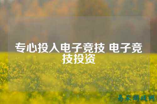 专心投入电子竞技 电子竞技投资