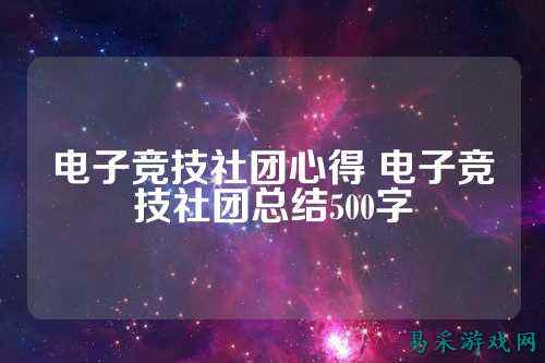 电子竞技社团心得 电子竞技社团总结500字