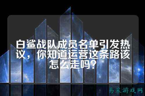 白鲨战队成员名单引发热议,你知道运营这条路该怎么走吗?