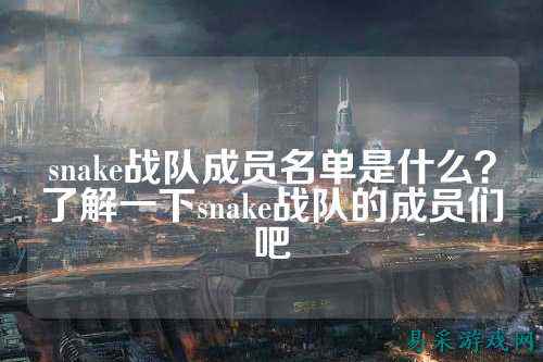 snake战队成员名单是什么？了解一下snake战队的成员们吧