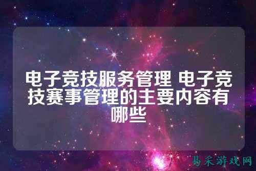 电子竞技服务管理 电子竞技赛事管理的主要内容有哪些