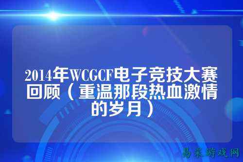 2014年WCGCF电子竞技大赛回顾（重温那段热血激情的岁月）
