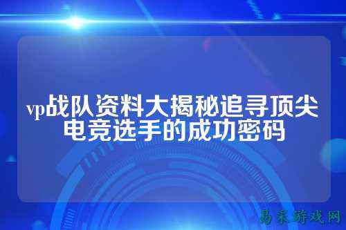 vp战队资料大揭秘追寻顶尖电竞选手的成功密码