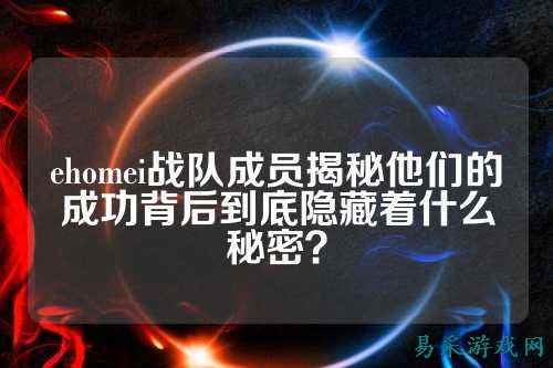 ehomei战队成员揭秘他们的成功背后到底隐藏着什么秘密？