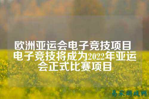 欧洲亚运会电子竞技项目 电子竞技将成为2022年亚运会正式比赛项目