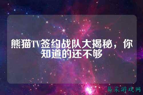 熊猫TV签约战队大揭秘,你知道的还不够