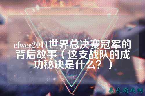 cfwcg2011世界总决赛冠军的背后故事(这支战队的成功秘诀是什么?)