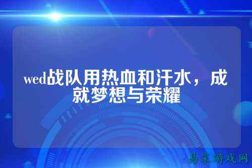 wed战队用热血和汗水,成就梦想与荣耀