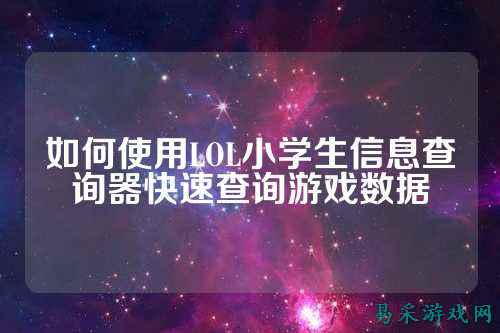 如何使用LOL小学生信息查询器快速查询游戏数据