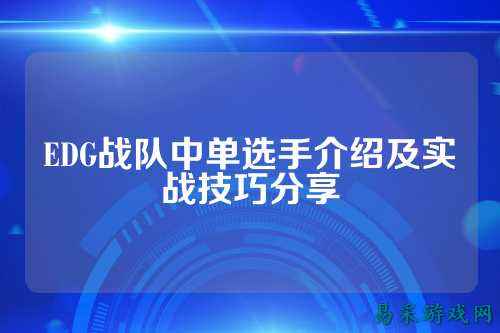 EDG战队中单选手介绍及实战技巧分享