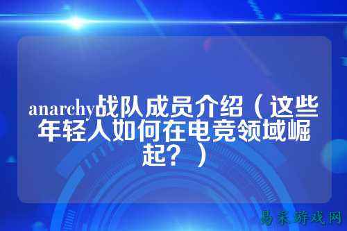 anarchy战队成员介绍（这些年轻人如何在电竞领域崛起？）