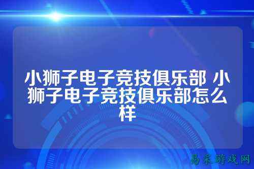 小狮子电子竞技俱乐部 小狮子电子竞技俱乐部怎么样