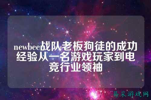 newbee战队老板狗徒的成功经验从一名游戏玩家到电竞行业领袖