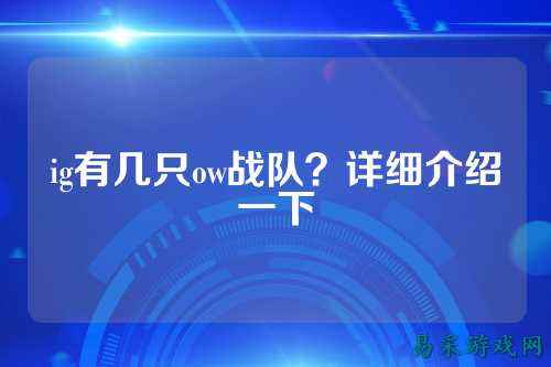 ig有几只ow战队？详细介绍一下