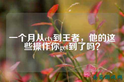 一个月从cty到王者，他的这些操作你get到了吗？